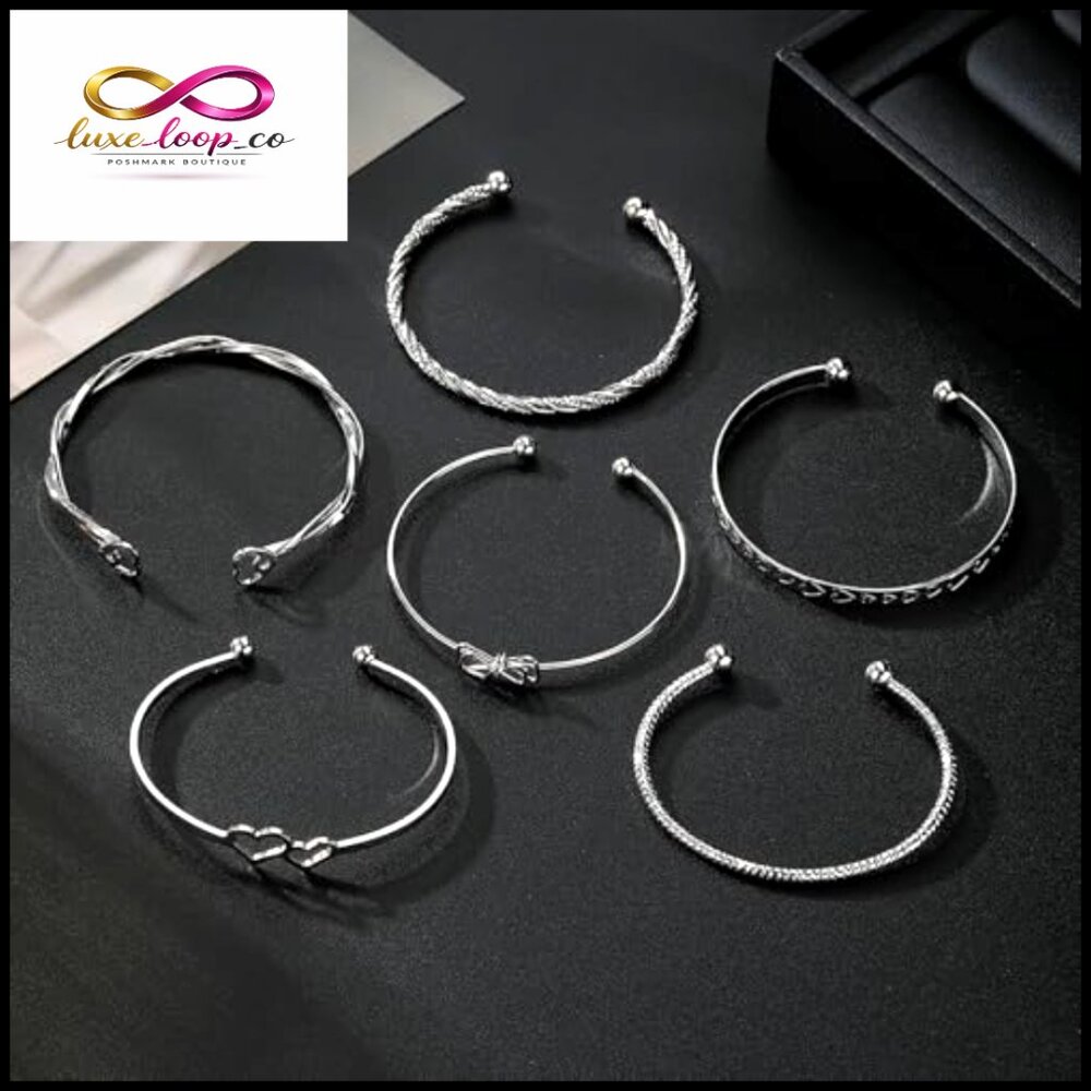 14k Gold Plated Stackable Bangle Bracelet Set, Ad… - image 6